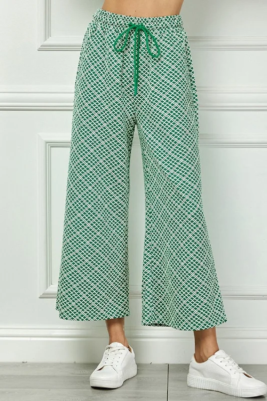 Street Sports Style Linnie Wide Leg Pant in Green