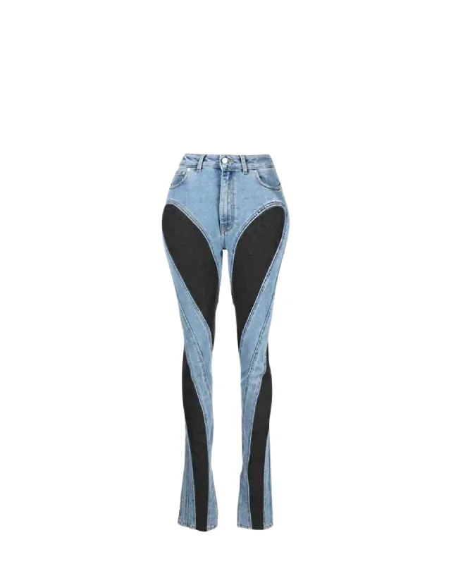 Exquisite workmanship Paneled High Waist Denim Jeans