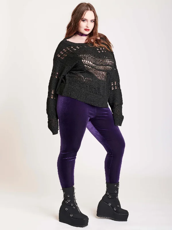 High-end Design Purple Velvet Legging