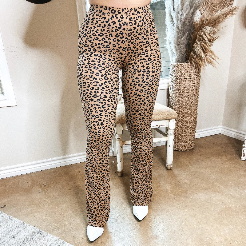 Easy Style Last Chance Size Small & Medium | Romance Awaits Stretchy Flare Bell Bottom Pants in Leopard Print