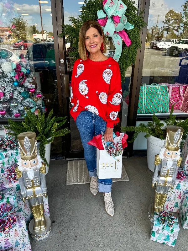 Sports Style Santa Sequin Top: Solid