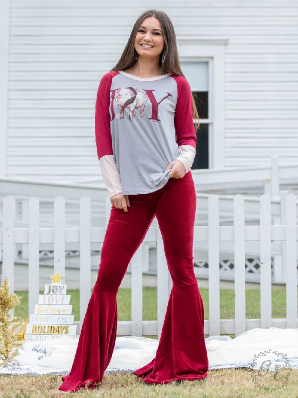 Sports And Leisure So Chic Ruby Velvet Flare Pants