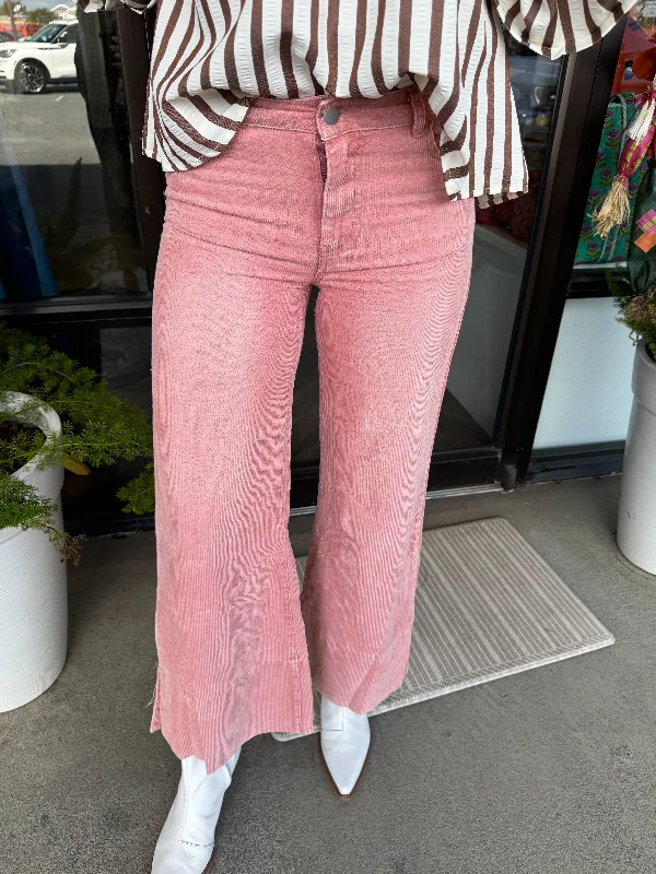 Printed pattern SoMe-Corduroy Pants:Vintage Pink