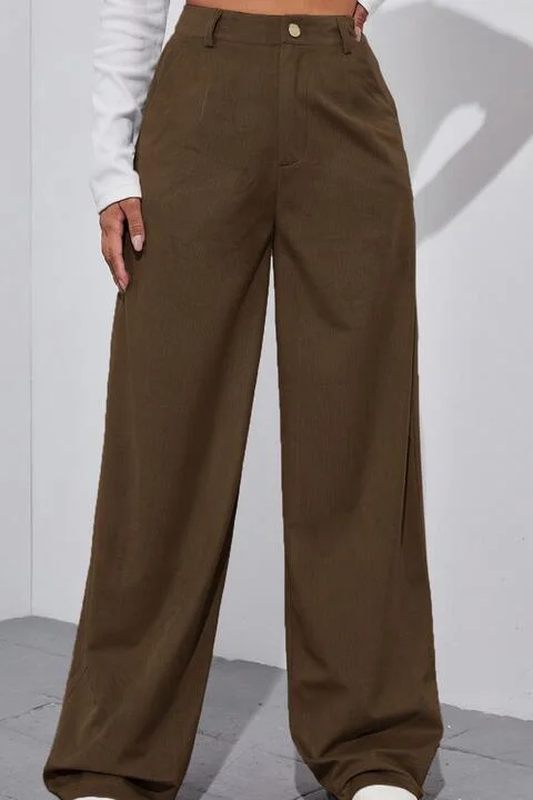 All-Day Wear Straight Leg High Waist Pants