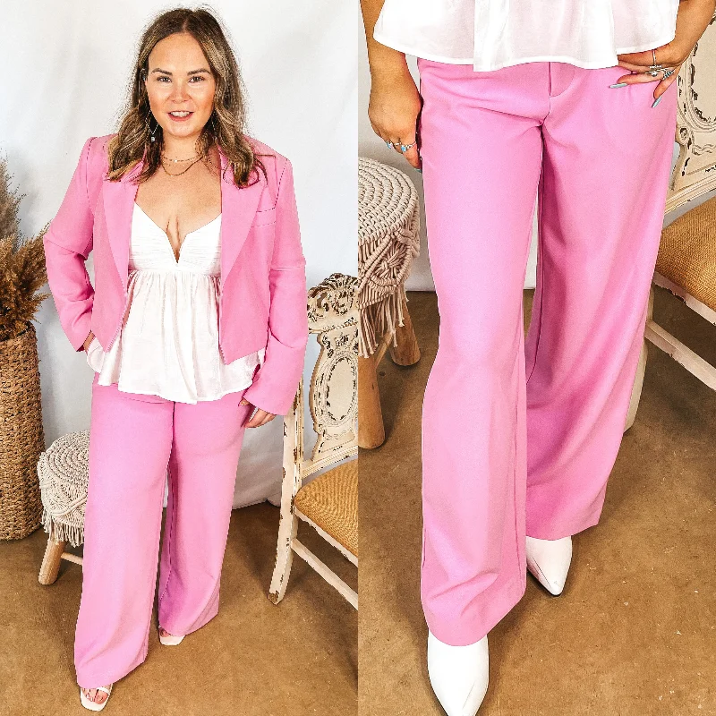Versatile Comfort Certified Chic Trouser Pants with Pockets in Pink