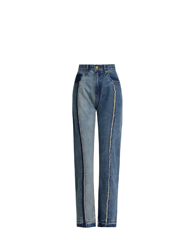 High-end atmosphere Two Tone Denim Jean