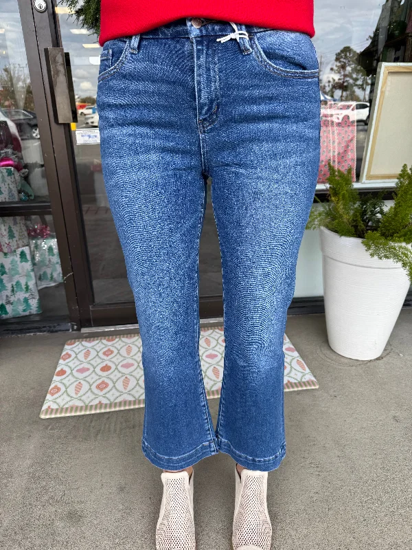 Retro Lace Fabric Vervet Jeans: Laurie
