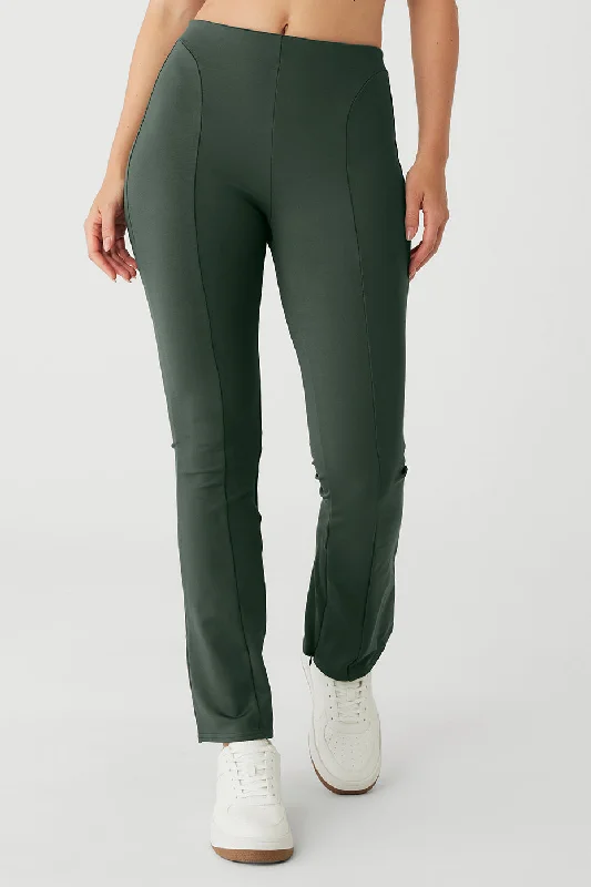 Lazy Home High-Waist 7/8 Zip It Flare Legging - Dark Cactus