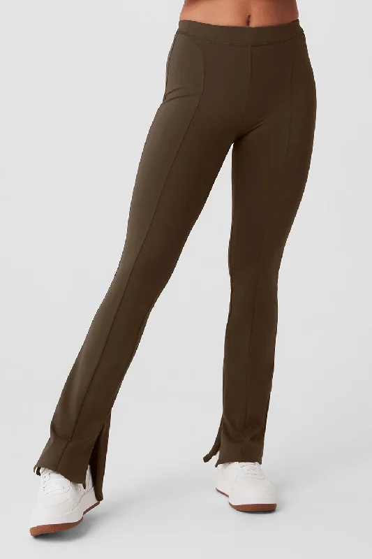 Luxury Style High-Waist 7/8 Zip It Flare Legging - Espresso
