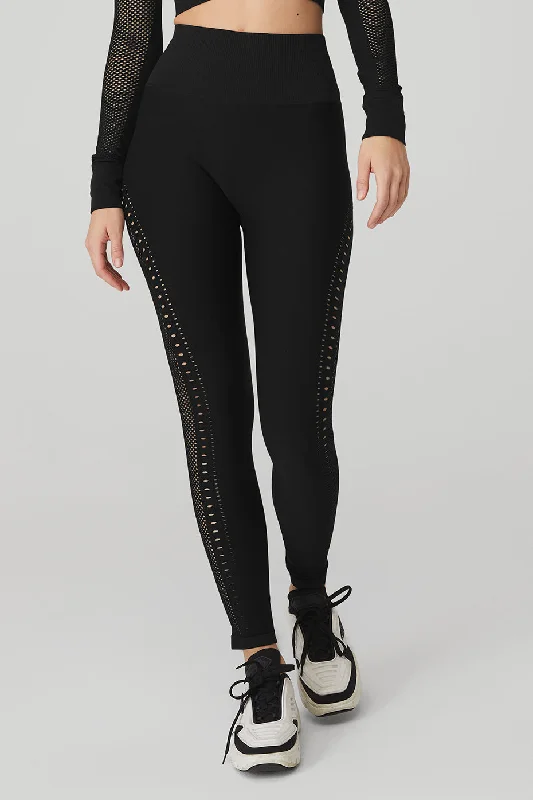 Sports Fashion Seamless High-Waist 7/8 Open Air Legging - Black
