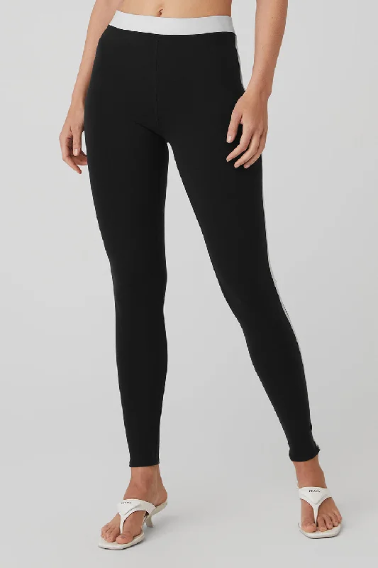 French Style Airbrush High-Waist Streamlined Legging - Black/White