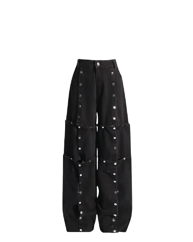 High waist design Wide Leg Button Jeans