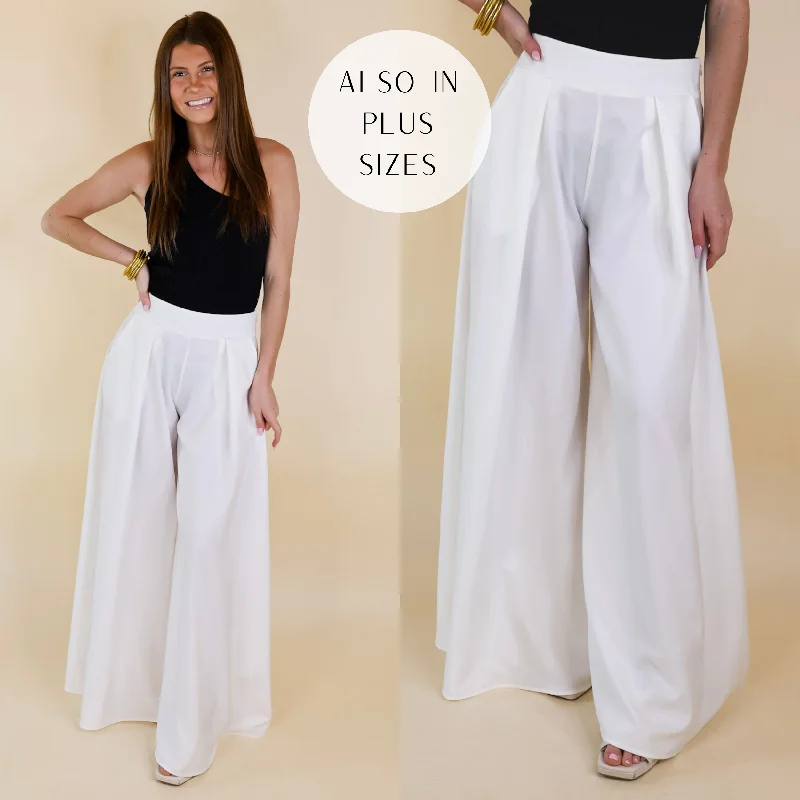 Warm Comfort Urban Wonders Wide Leg Pants in Off White