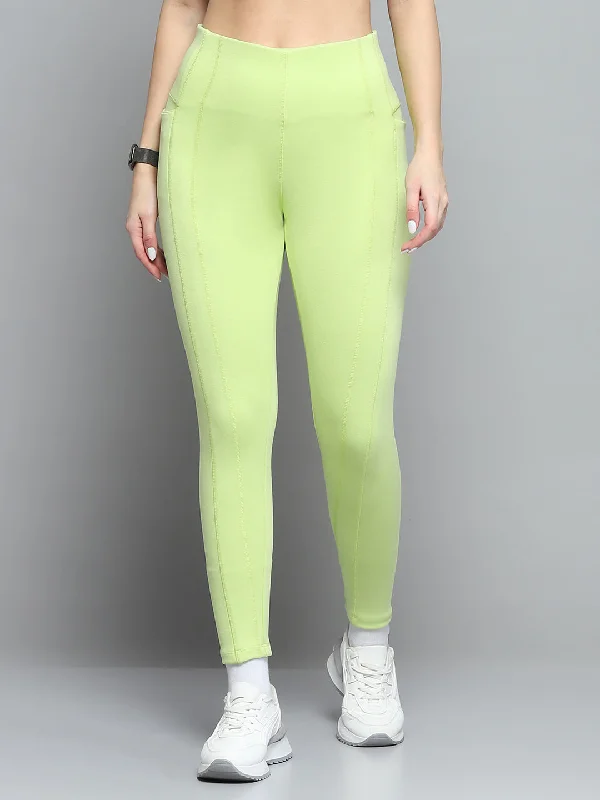 Fashionable And Versatile Women Green Solid Regular Fit legging