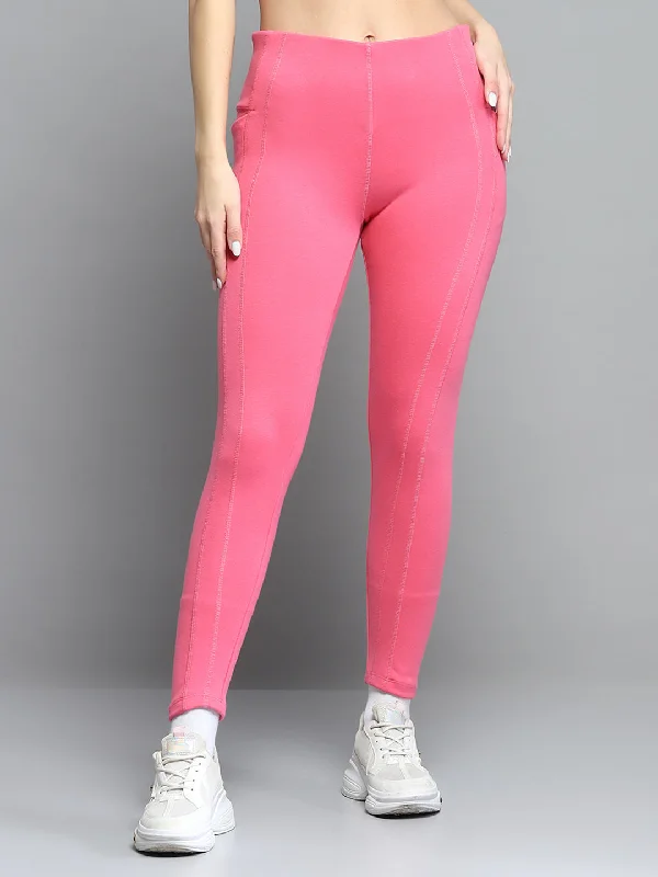 Fashion Must-have Women Pink Solid Regular Fit legging