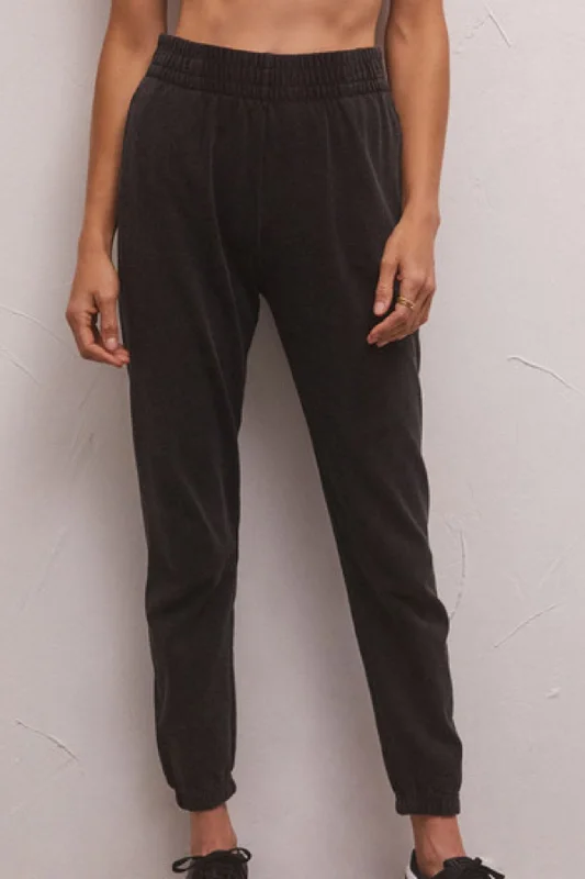 Street Letter Style Z Supply: Slim Knit Denim Jogger in Vintage Black