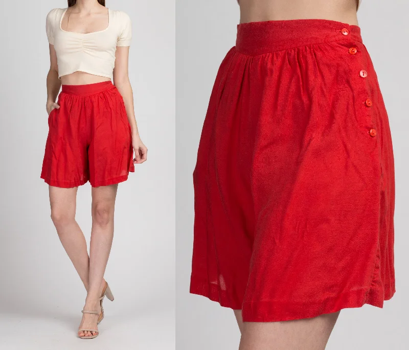 Fashion Elements 70 Red High Waist Shorts - Extra Small, 25"