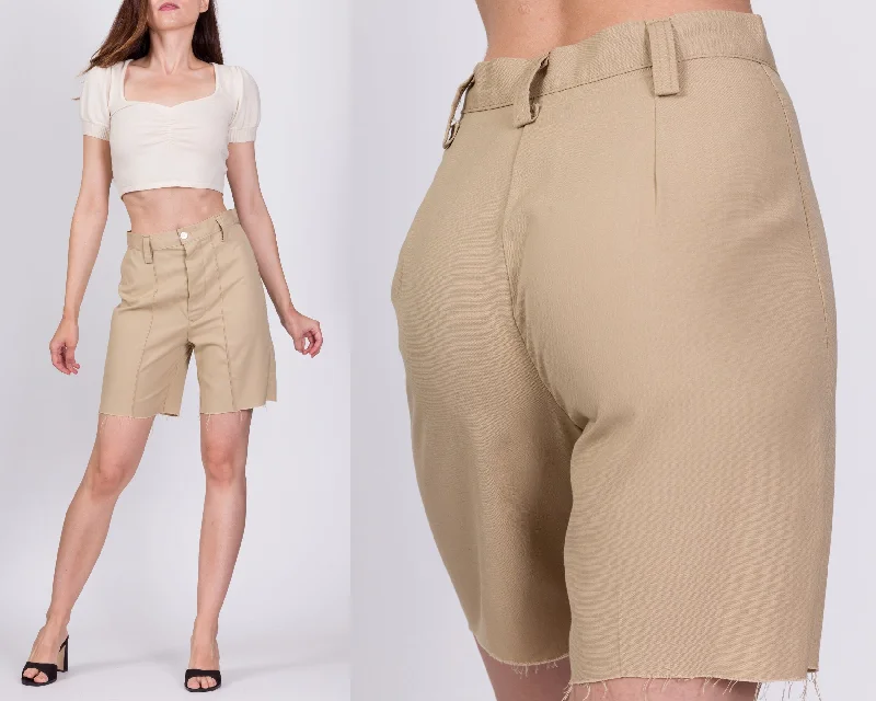 Unique Design 70s High Waisted Khaki Cutoff Shorts - Extra Small, 25"