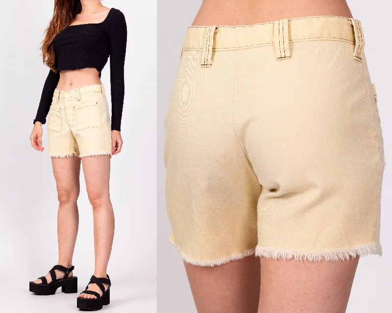 Design And Tailoring 70s Yellow Mid Rise Cut Off Shorts - Extra Small