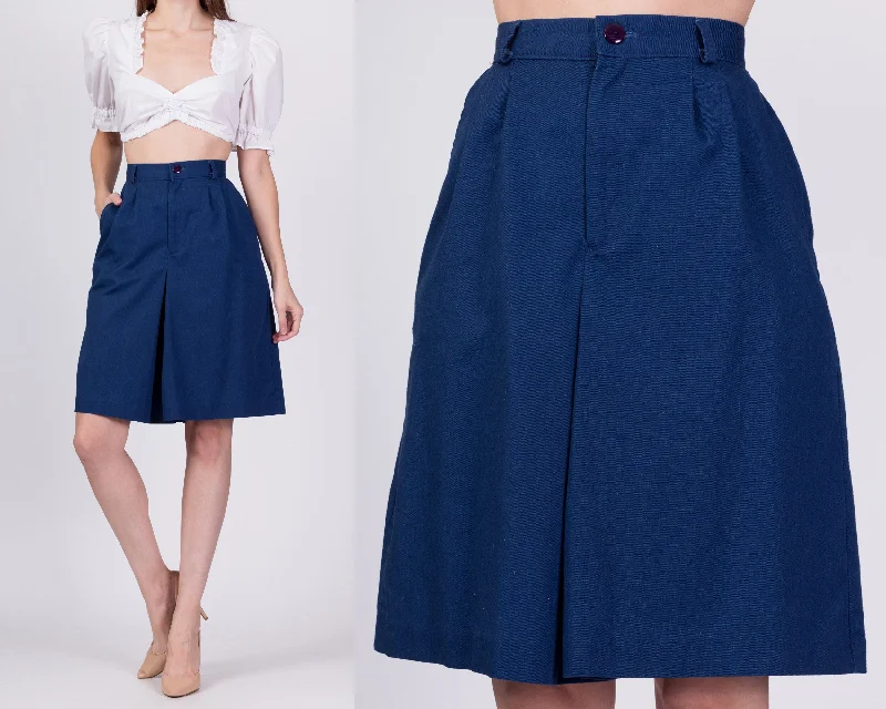 Fashionable And Versatile 80s Blue High Waisted Culottes - Small, 26"