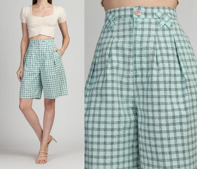 High-end Design 90s Blue Plaid Shorts - Medium, 29"