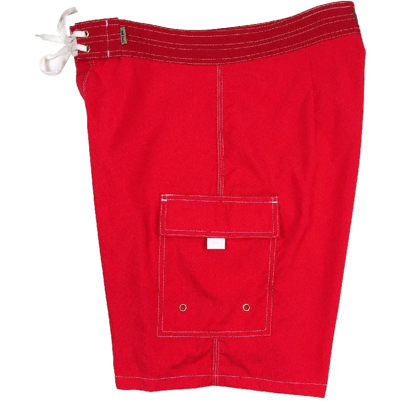 "A Solid Color" Mens Board Shorts - 19.5" Outseam / 7" Inseam (Red)