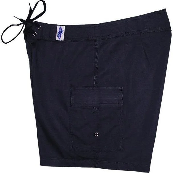 "A Solid Color" BEST SELLING Women's Board Shorts - Regular Rise / 7" Inseam (Navy)