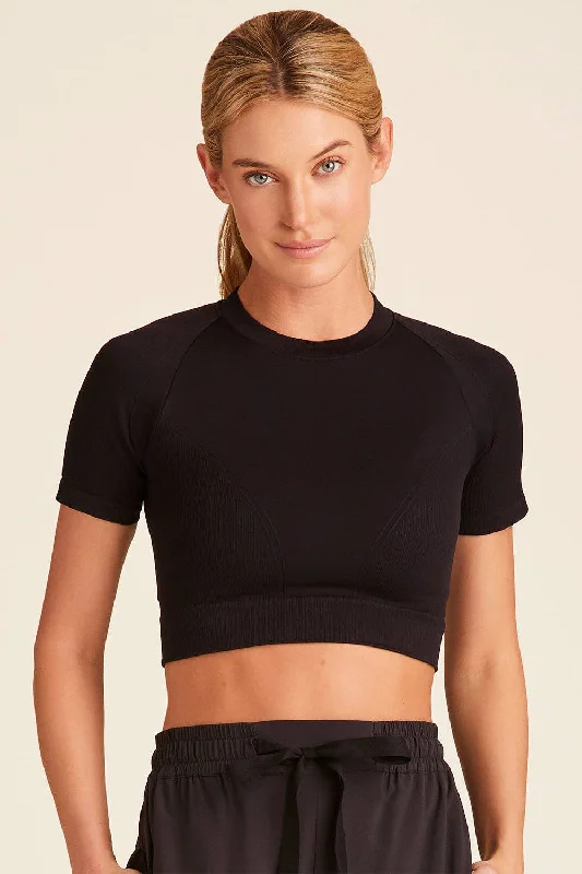 Classic Style Alala Women's Barre Seamless Cropped Tee - Black