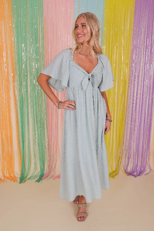 Cool Summer Always A Delight Midi Dress-Sky