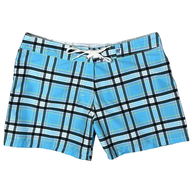 Modern City "Casual Friday" Plaid Girls Board Shorts - 5" Inseam (Blue)