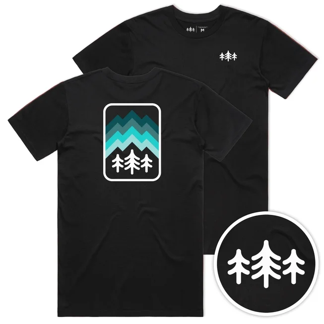 Black & Teal TriPine Graphic Tee (Unisex SM-2X)