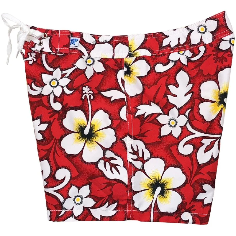 Eye-catching Personality "Charm School" Girls Board Shorts - 5" Inseam (Red OR Blue)