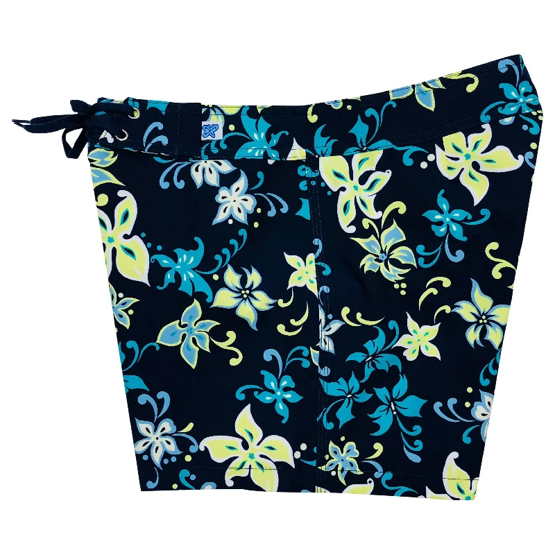 Comfortable And Casual "Chick Flick" Girls Board Shorts - 5" Inseam (Midnight Navy OR Light Blue)