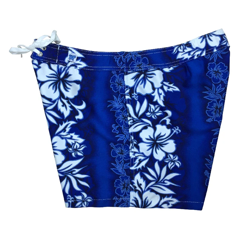 Short Design "Conga Line" Girls Board Shorts - 5" Inseam (Choose Blue OR Charcoal)
