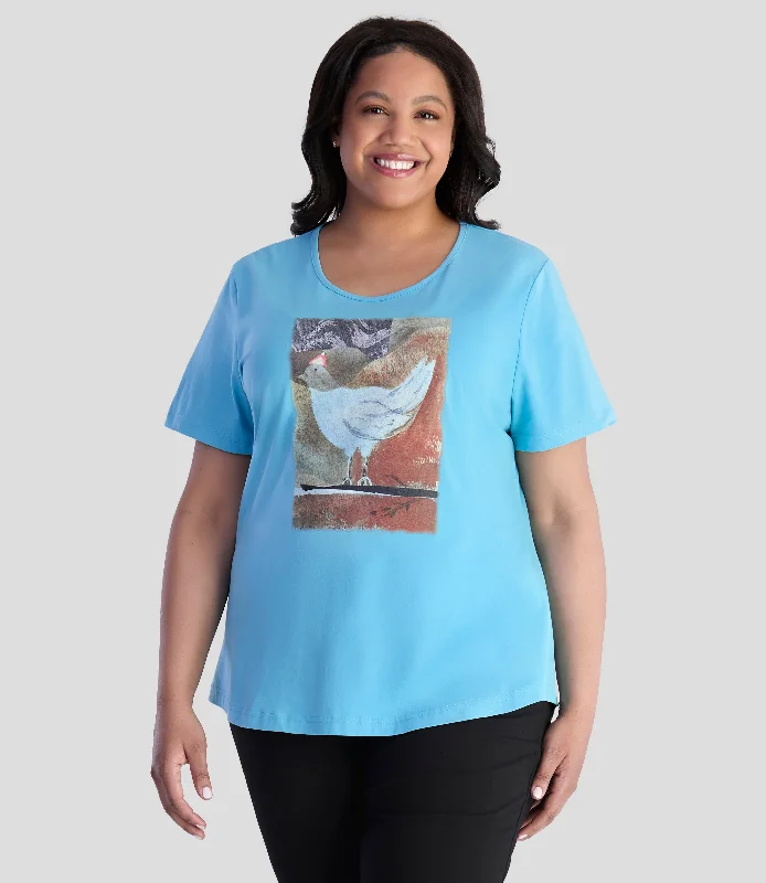 Elegant Design Designer Graphic Scoop Neck Top Chicken