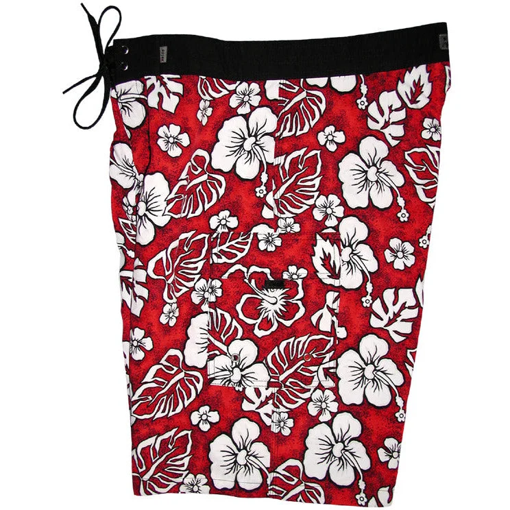 Cool Breeze At Night "Empirical Age" Boys + Girls Board Shorts. 8" Inseam / 18.5" Outseam (Red)