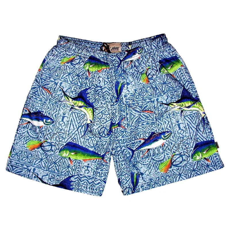 "Fighting Chair" SHORT (Light Blue) 100% Cotton Beach Shorts 4.5" Inseam / approx.  17" Outseam