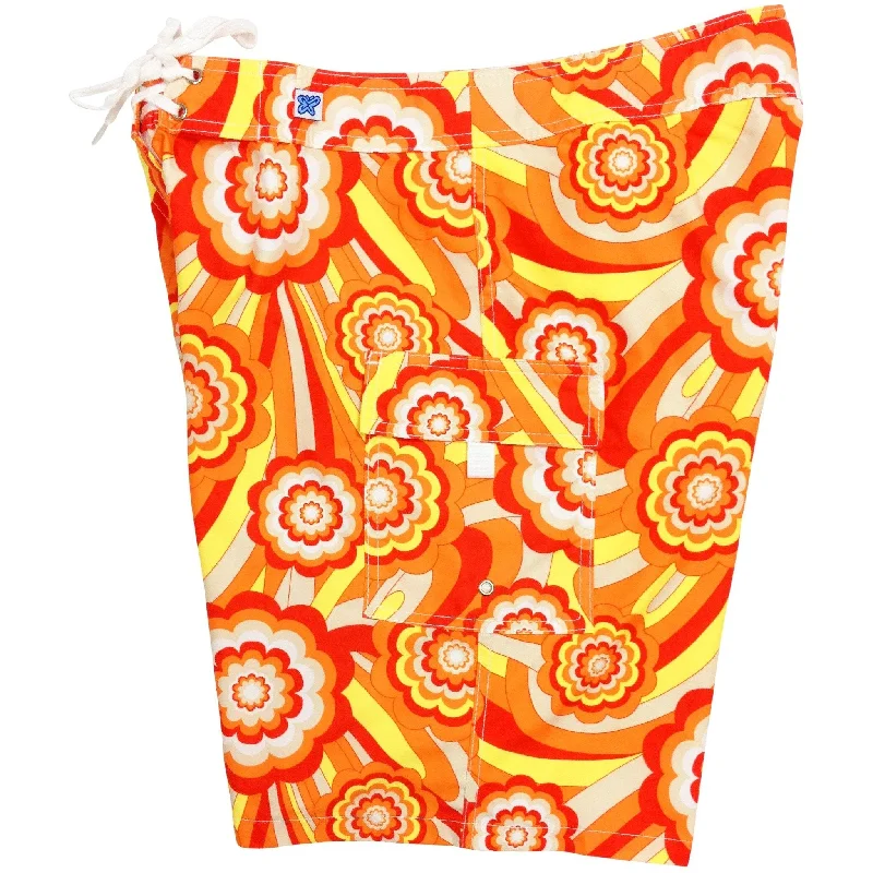 French Style Fixed (Non Elastic) Waist Womens Board Shorts "Yellow Brick Road" (Orange) * CUSTOM *