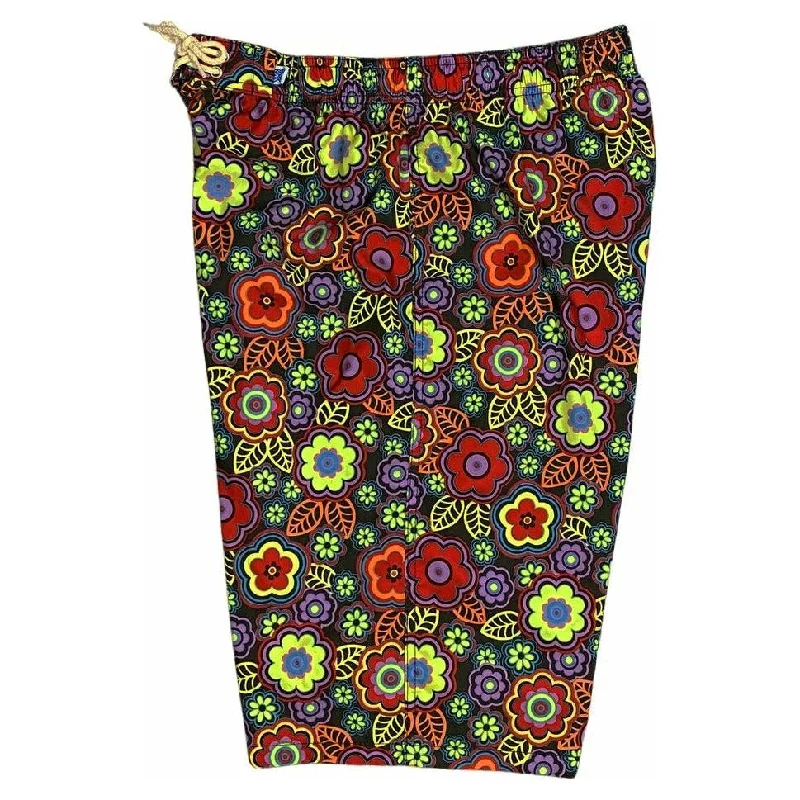 "Groovapalooza" Elastic Waist Board Shorts. Regular Rise or High Waist.  Women's CUSTOM