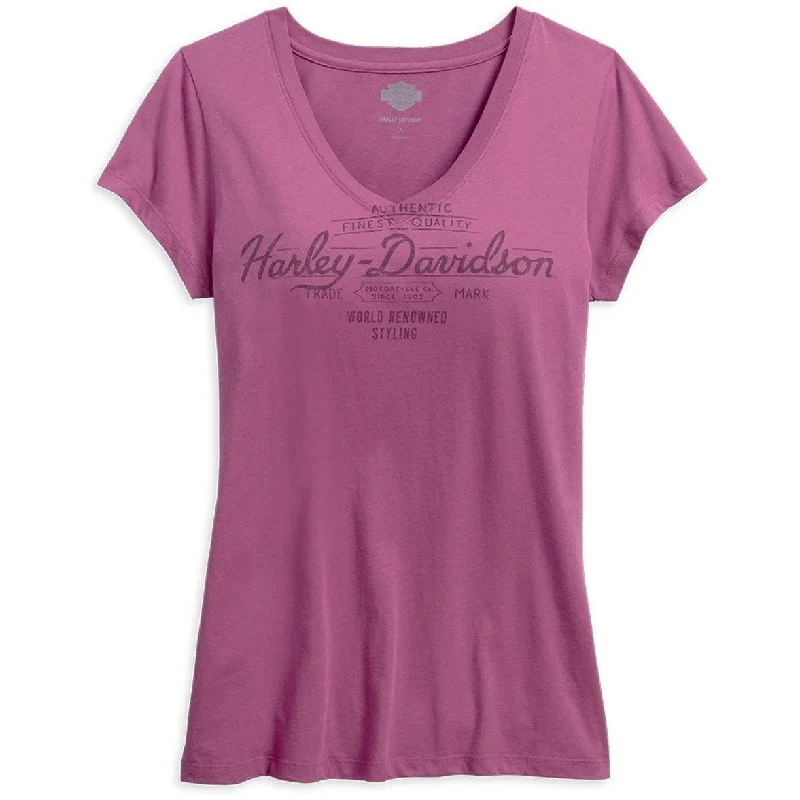 Harley-Davidson™ Women's Black Label Core World Renowned V-Neck Tee - 99180-16VW