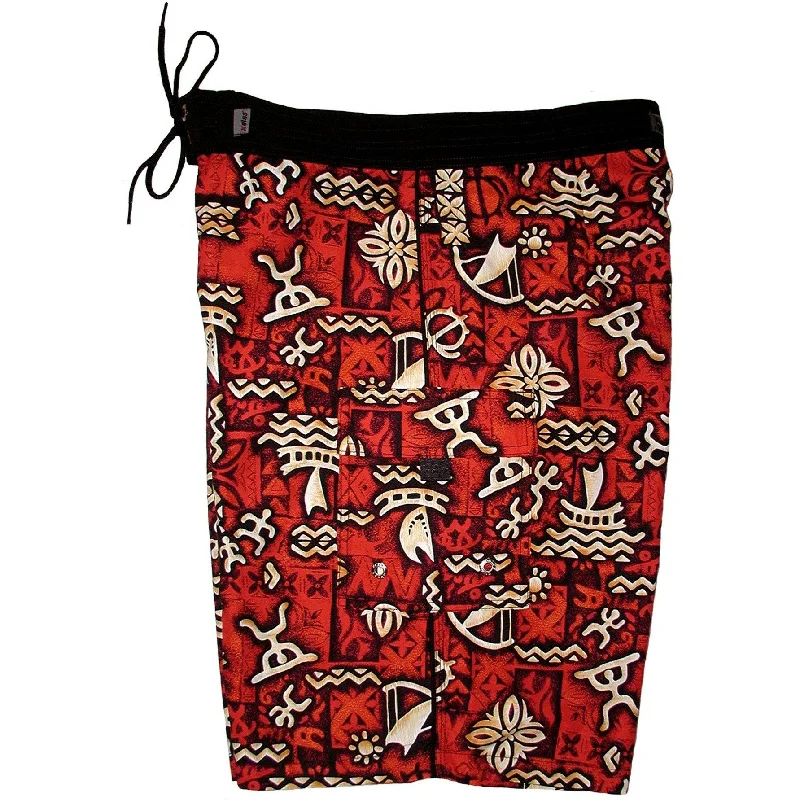 "Jungle Cruise" Mens Board Shorts - 22" Outseam / 9.5" Inseam (Red)