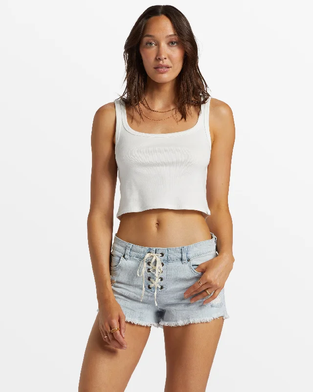 Classic Style Lite Hearted Denim Shorts - Acid