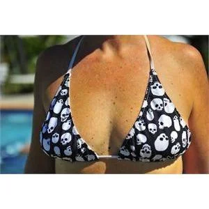 "Live to Ride" Skulls Print Bikini Top (White/Black or Red/Black)