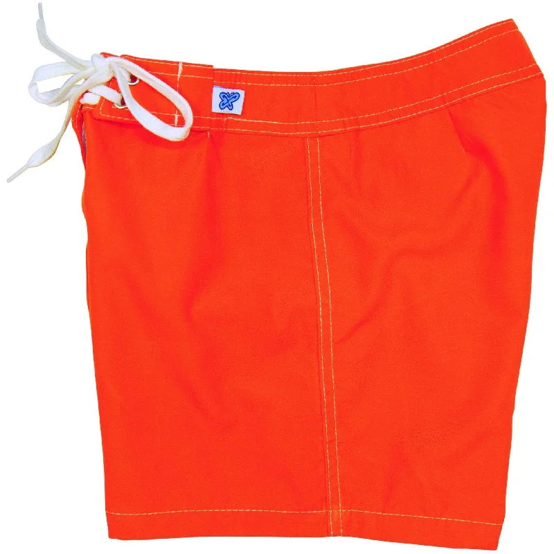 "A Solid Color" Women's (Swim) Board Shorts - Regular Rise / 5" Inseam (Orange)