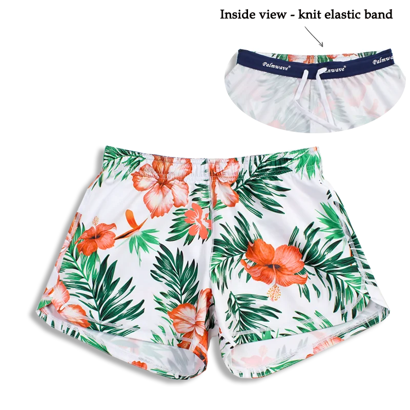 N91-CW9954 (White with orange hibiscus),  Ladies 4-way stretch comfort waist shorts