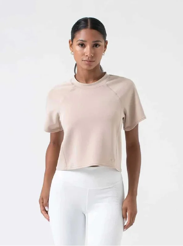 Comfortable Design NUX Active Women's Sleek Fabric Relaxed Fit Tee - Sand Tan
