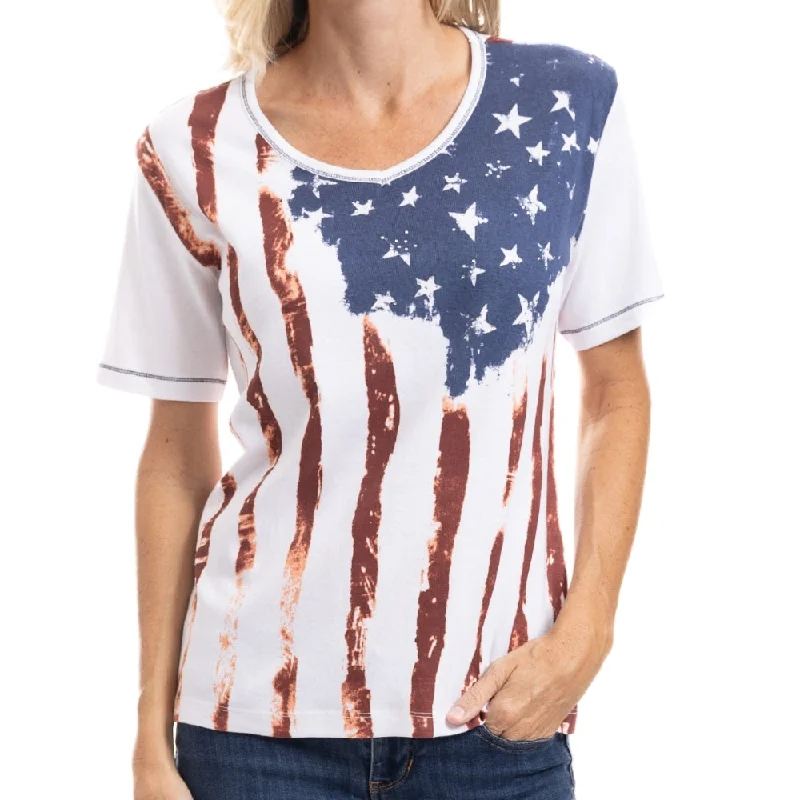 Playful Style Women's Old Glory V-Neck T-Shirt
