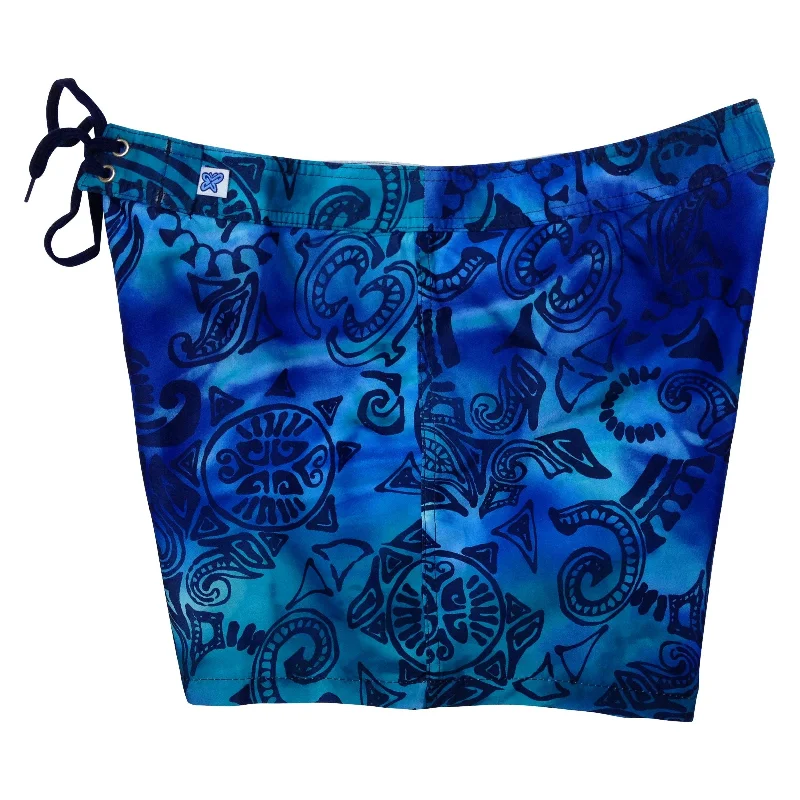 Elegant And Casual "Pacific Whim" Girls Board Shorts - 5" Inseam (Blue)