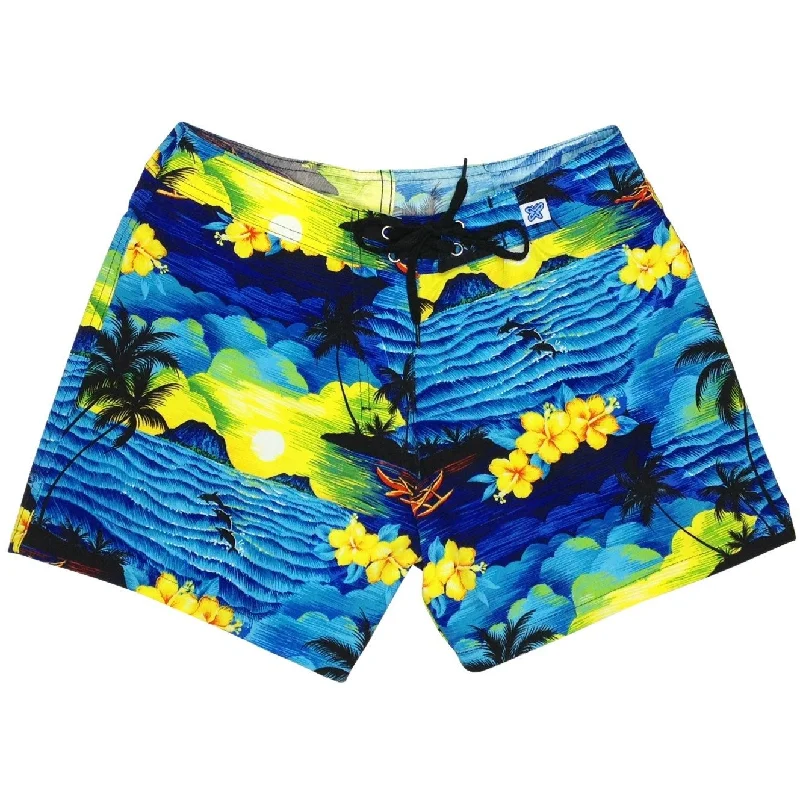 "Picture This" Board Shorts - Regular Rise / 5" Inseam (Blue)