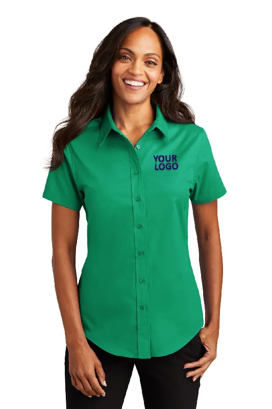 High-end Design Port Authority Ladies Short Sleeve Easy Care Custom Shirts, Court Green